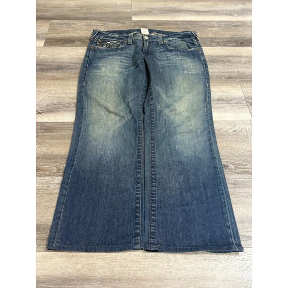 Vintage True Religion Embroidered Baggy Boot Cut Jeans Made In USA - Men’s 38x30 - Picture 3 of 11